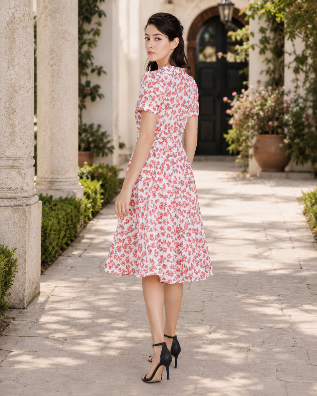 Rosalie Floral Fit-and-Flare Shirt Dress