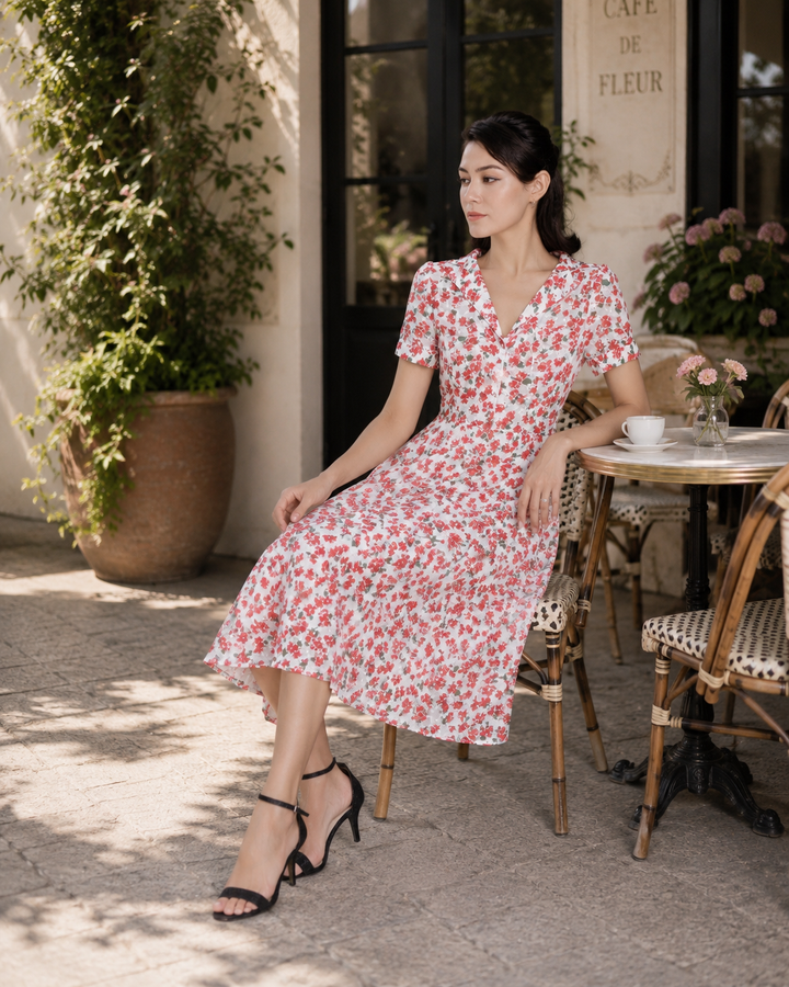 Rosalie Floral Fit-and-Flare Shirt Dress