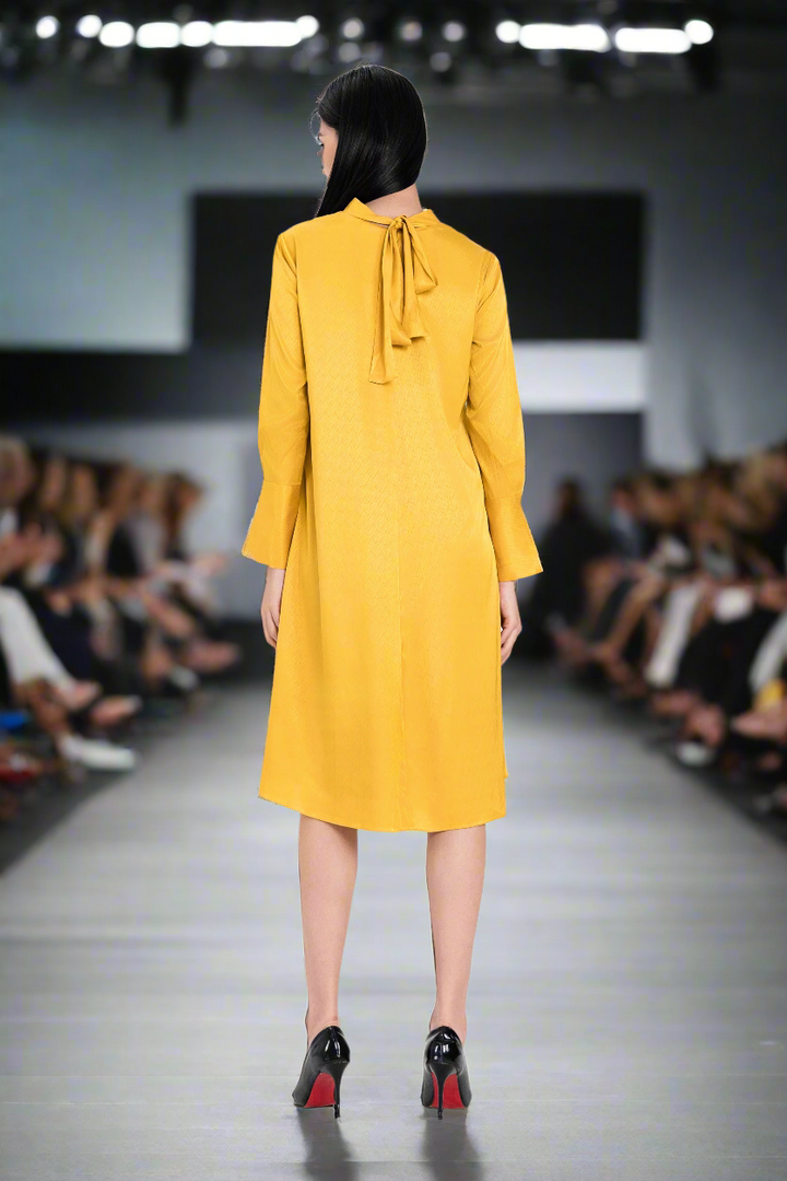 High-Low dress, loose fitting zipper-Yellow color