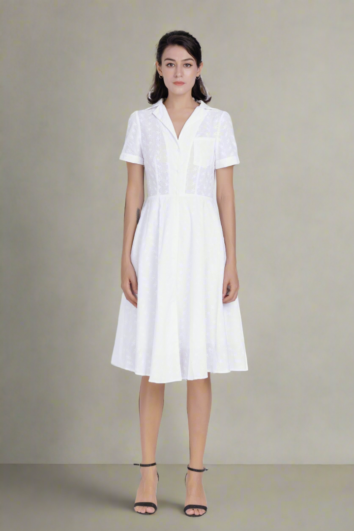 White cotton shirt-dress