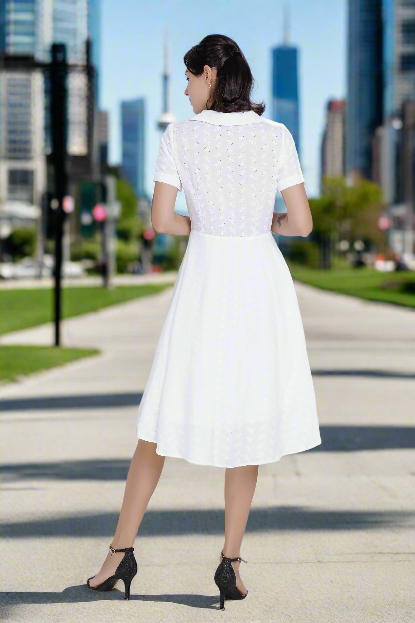 White cotton shirt-dress