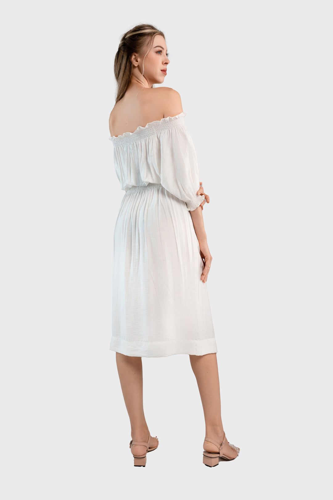 Off the shoulder midi dress-White