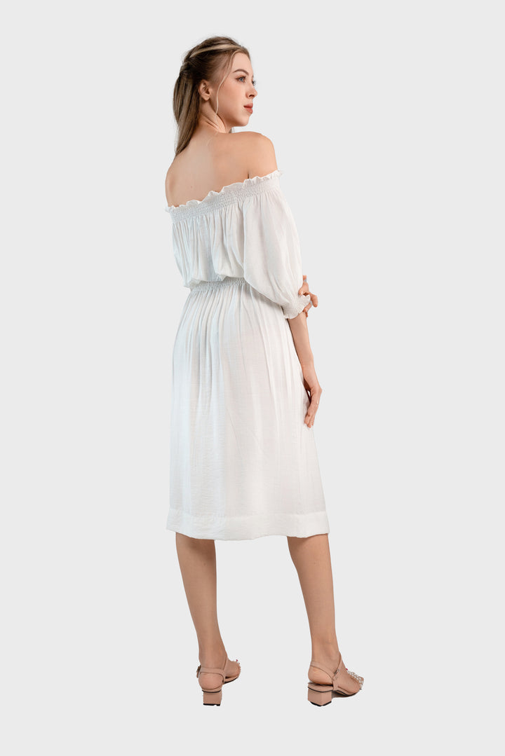 Off the shoulder midi dress-White