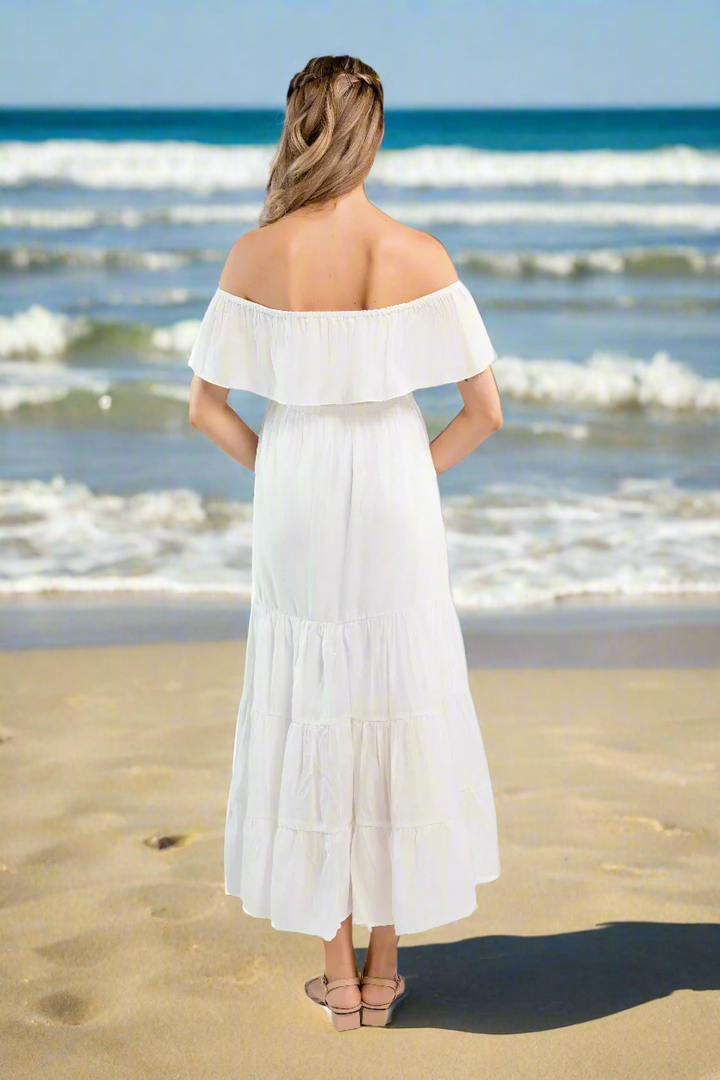 Off the Shoulder Maxi Dress -White