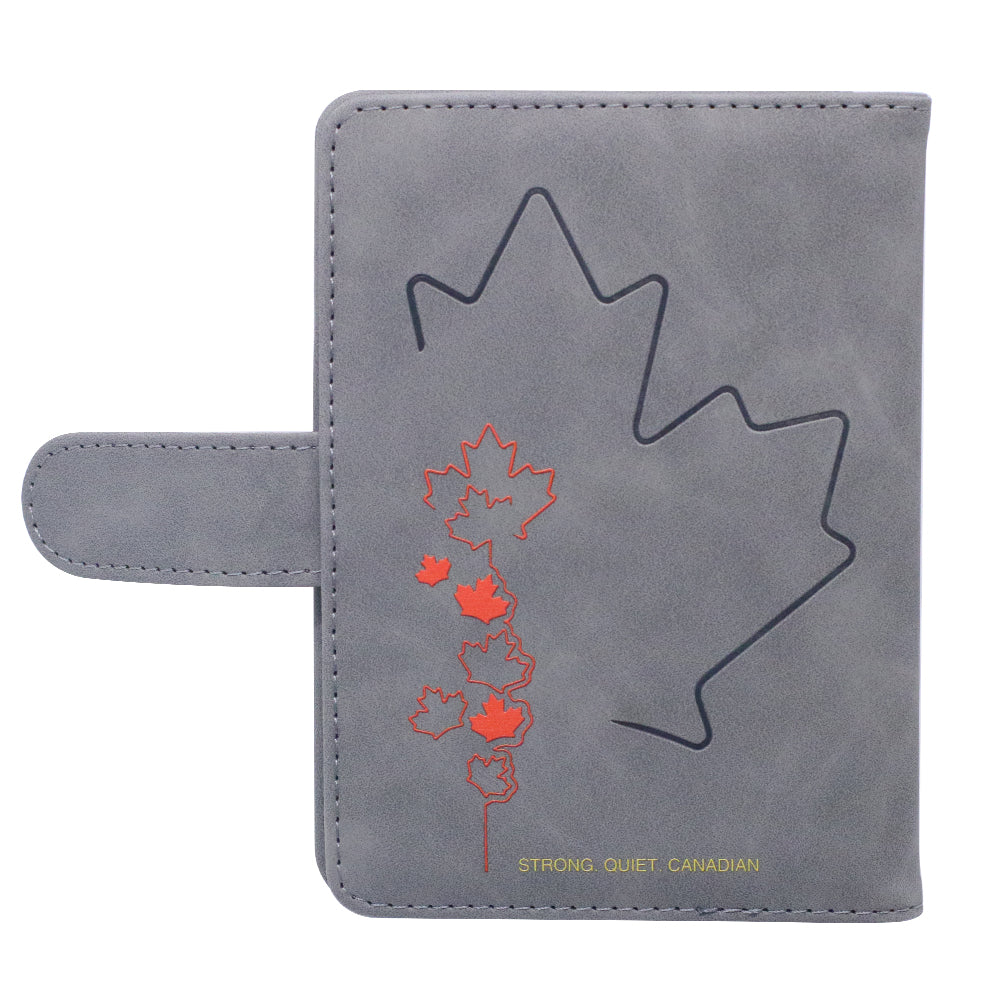 Passport holder with magnetic buckle with logo Never 51-Grey