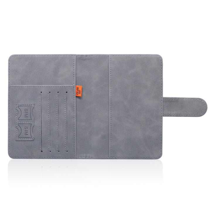 Passport holder with magnetic buckle with logo Never 51-Grey
