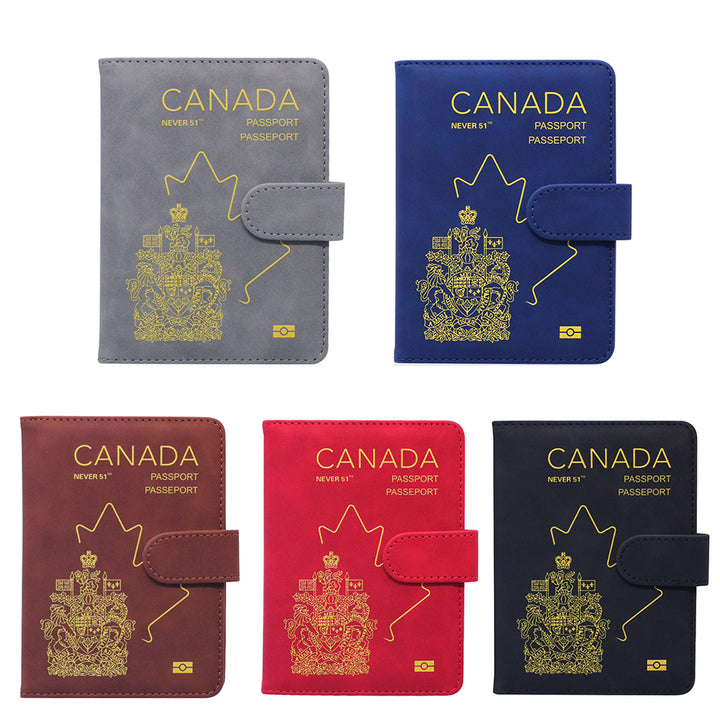 Passport holder with magnetic buckle with logo Never 51-Black