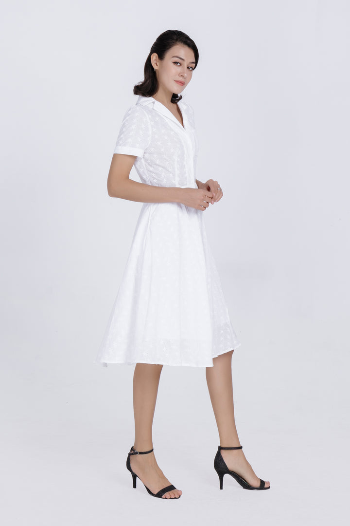 Cotton shirtdress-White color